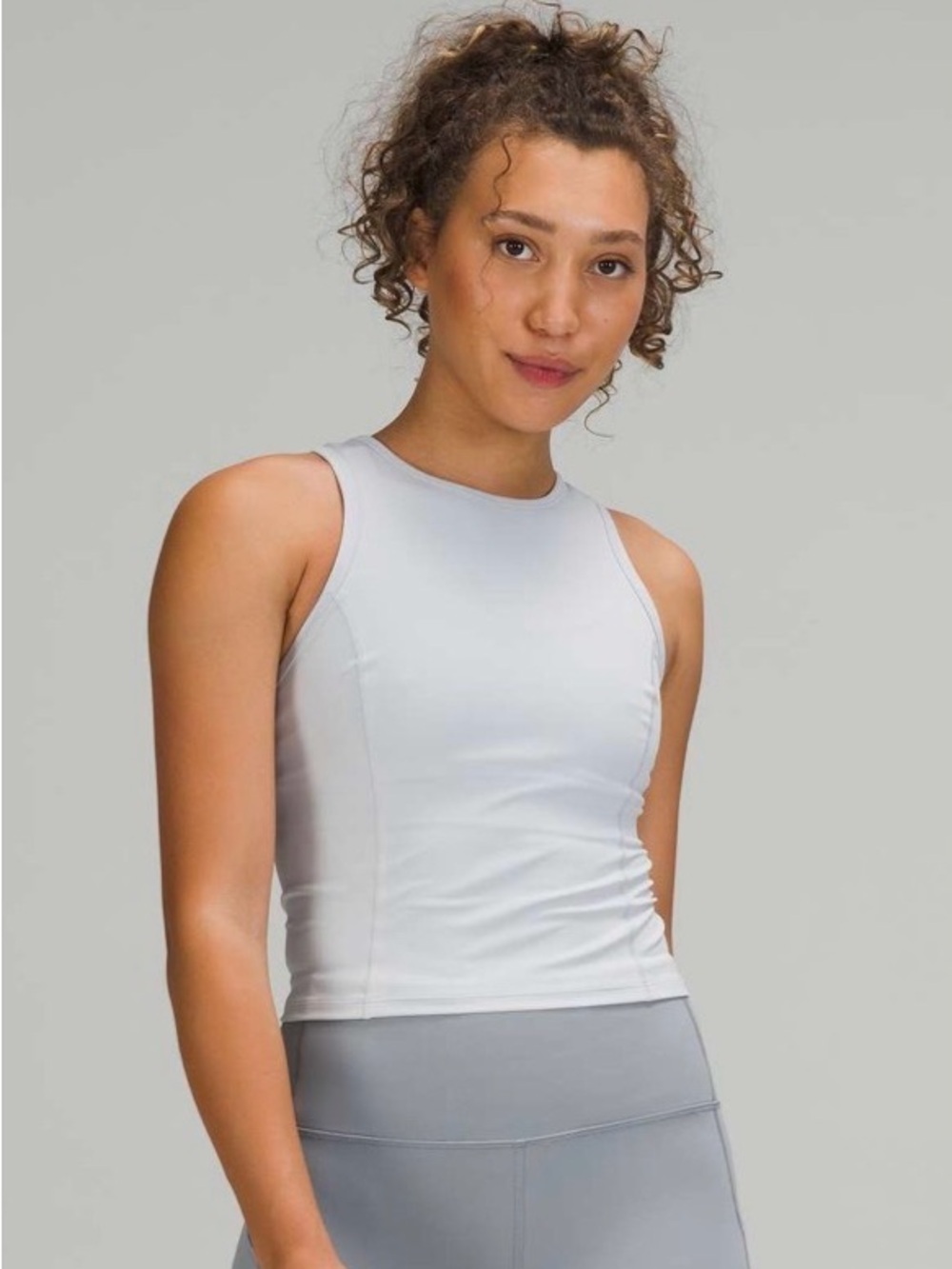 Lululemon Nulux Racerback Cropped Run Tank in Light Gray